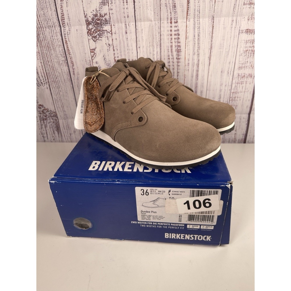 Birkenstock Dundee Lace Up Suede Shoe Boot Taupe EU 36 W 5 M 3